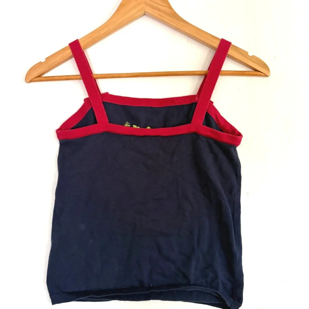 Vintage Gymboree 2003 Apple Caterpillar Sequin Knit Tank Top Navy Red Size 9